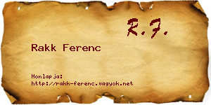 Rakk Ferenc névjegykártya